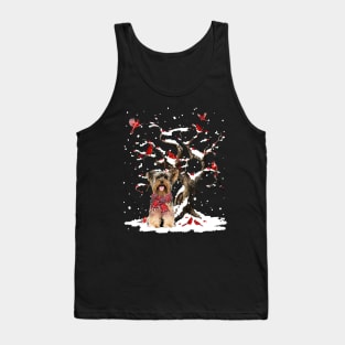 Yorkshire Terrier Scarf Cardinal Snow Christmas Tank Top